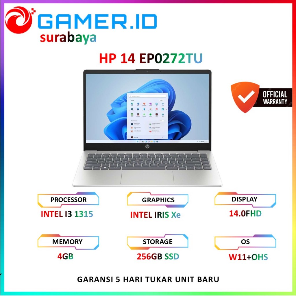 HP 14 I3 1315 4GB 256GB 14.0 FHD