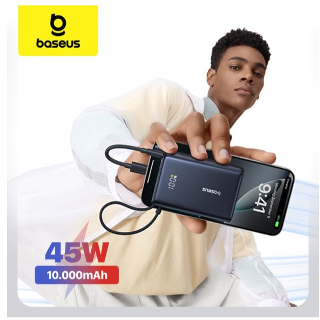 BASEUS PICOGO DIGITAL DISPLAY POWER BANK 10000MAH FAST CHARGING 45W GARANSI 2 TAHUN