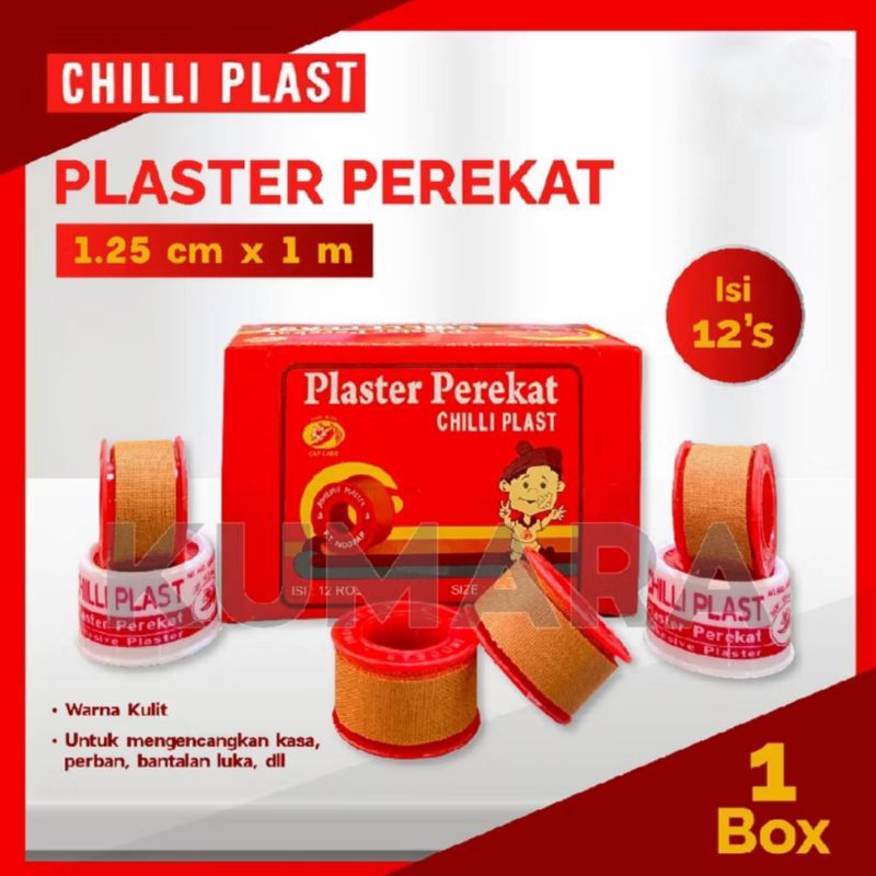ADY78 CHILI PLAST PLAST PEREKAT 1 BOX ISI 12 ROLL (12,5 mm x 1 m)