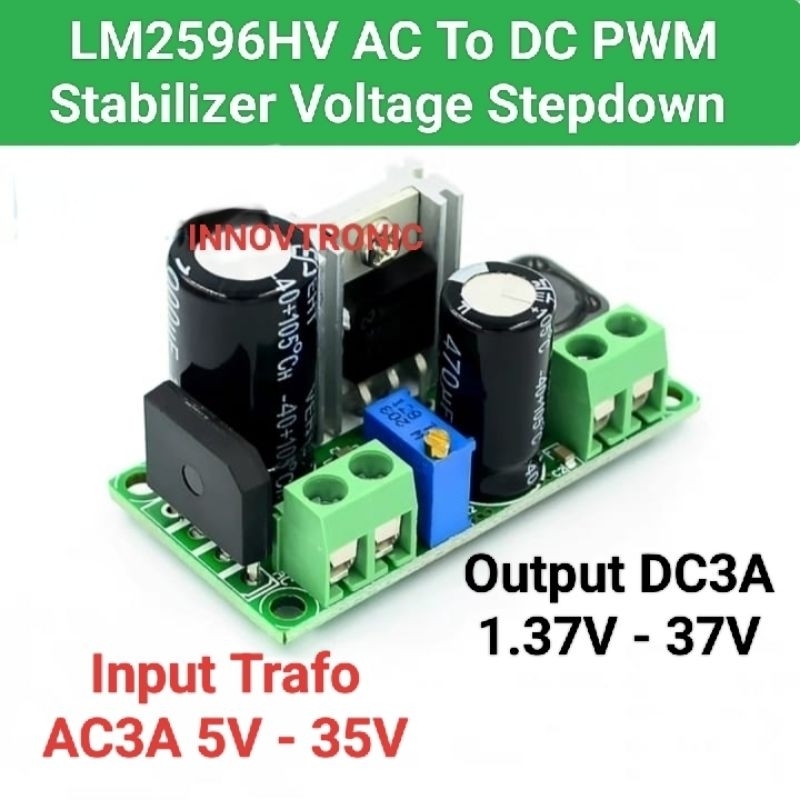 AC To DC Stabilizer Regulator Power Supply LM2596HV PWM  Stepdown AC5V - 35V To DC3A 1.37V - 37V