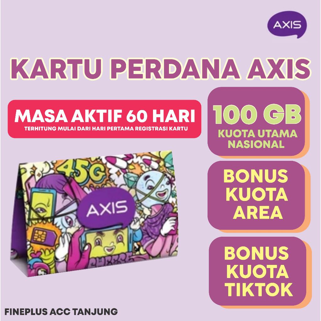 [SEGEL] Kartu Perdana AXIS Bronet 60 Hari 100 GB Kuota Utama Nasional + Kuota Area