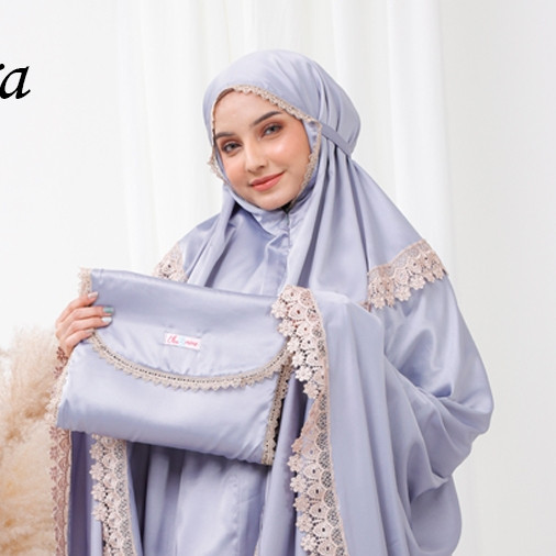 Mukena Dewasa Travelling Satin Silk Premium Terbaru 2 in 1 Kekinian Mewah Zahra By Chazmine