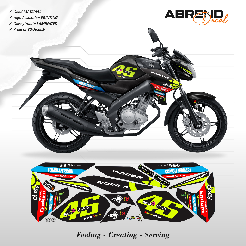 STICKER VIXION NVL 46 RACING PERTAMINA ENDURO / STRIPING VIXION NEW / STOCK DECAL / STIKER VIXION