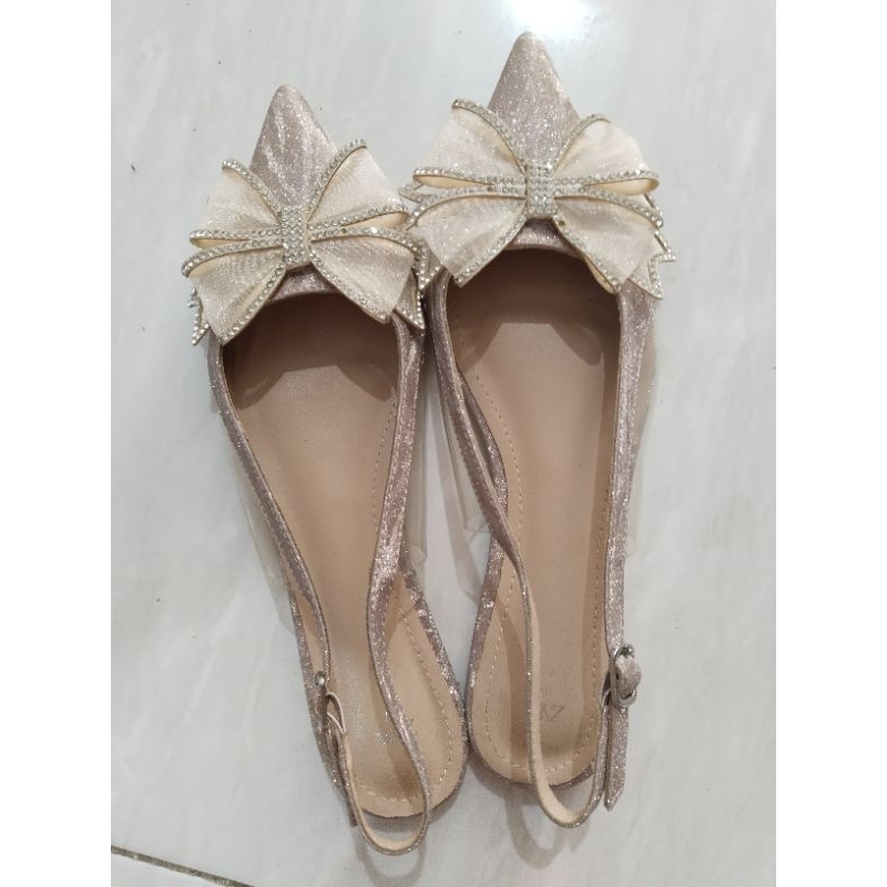 PRELOVED FLATSHOES ZARA ROSEGOLD