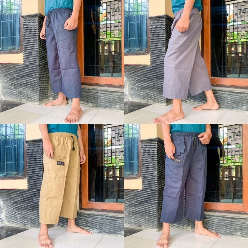 Celana Sirwal Cargo Tactical Pria Dewasa Celana Haji Umroh Sholat Celana Pangsi Komprang Celana Cing