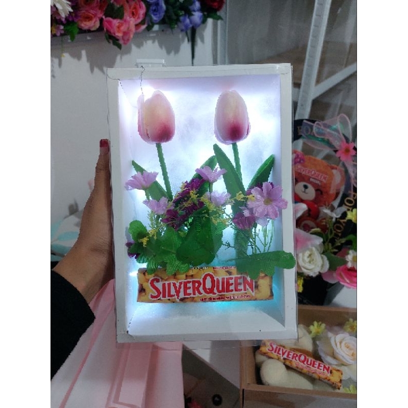 Flowers box silverqueen - gift valentine