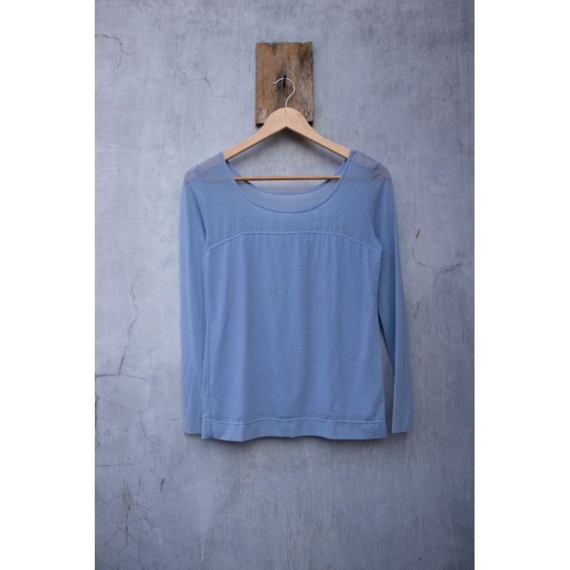 <Preloved> Blue Womens Mesh Long Sleeve Top Size S