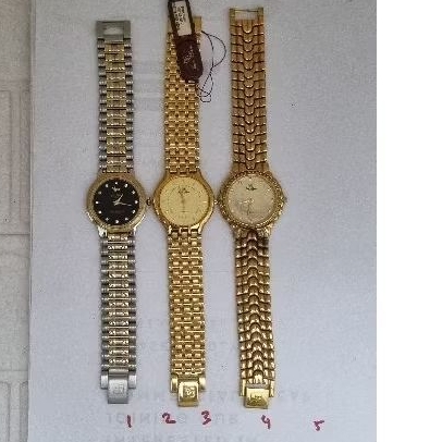 jam tangan arloji fashion rantai pria/wanita GOLD PLATE 18K VINTAGE CALVINA,JEAN CLOVED limited stok