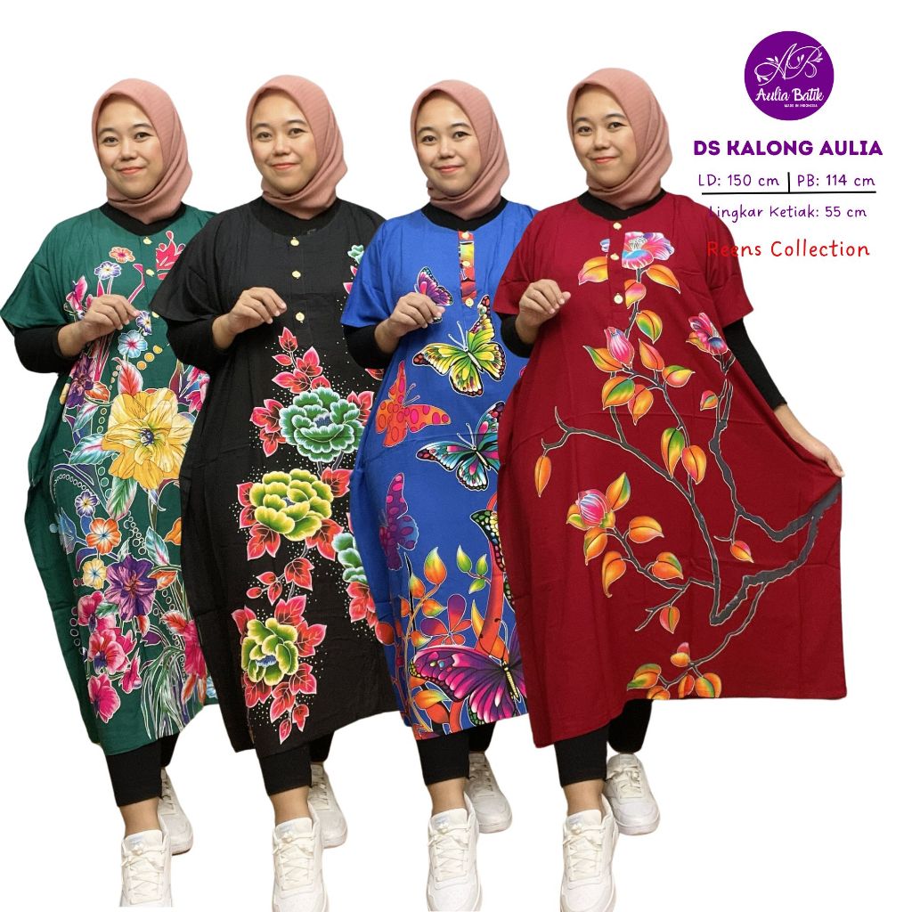 Batik Aulia Daster Kalong Kancing Jumbo LD 150 cm | Daster Model Lowo/ Kelelawar Kancing 3 Busui