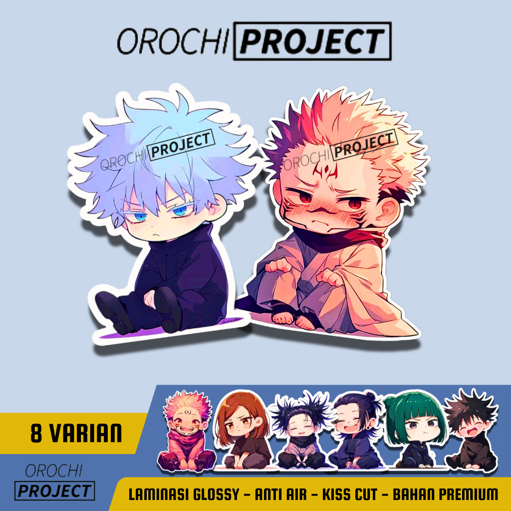 

Sticker Stiker Anime JUJUTSU KAISEN Karakter Chibi Series Head Cute Kawai Vinyl Glossy Anti Air HP Laptop Tumbler Motor Helm