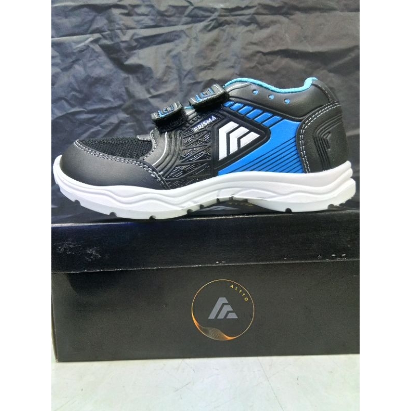 Sepatu sekolah anak hitam putih biru alto oscar