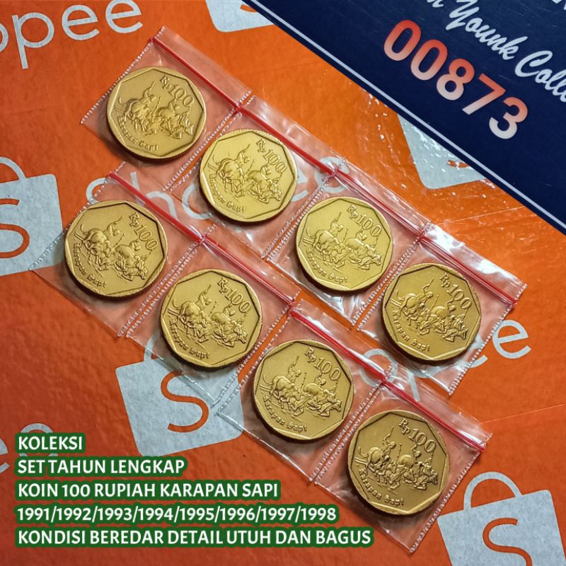 UKI008Coin Set Tahun Lengkap 100 Rupiah (Karapan Sapi) Total 8 Koin All-Coin Beredar Detail Dan Bagu
