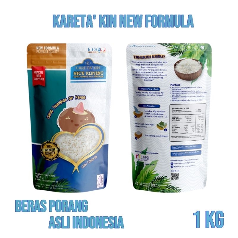 

KARETA'KIN New Formula Beras Porang Pouch 1 KG - Shirataki Konjac Rice Tinggal Seduh