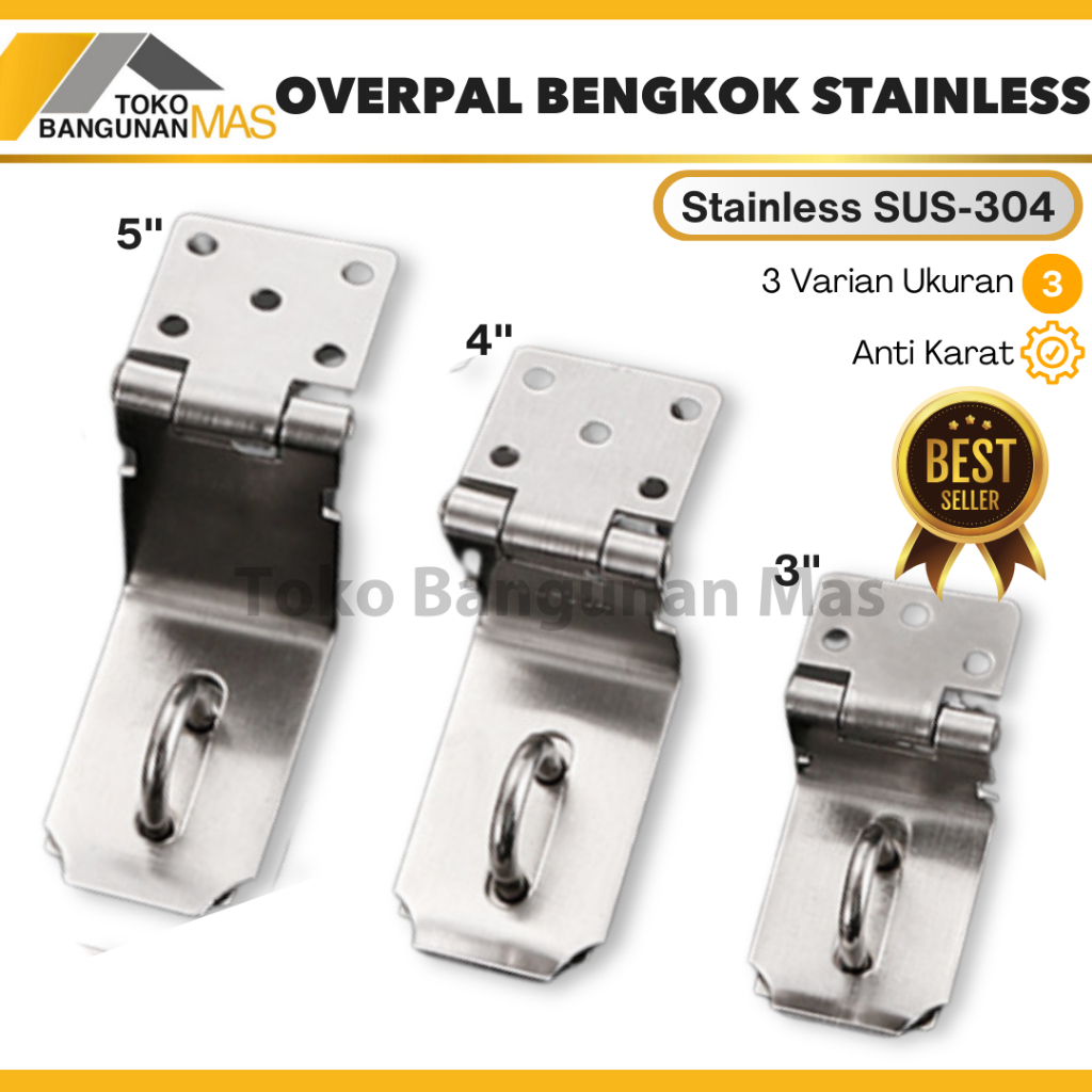 Overpal Siku Bengkok Stainless SUS-304 Overpal Cantolan Gembok Stainless Steel SUS-304