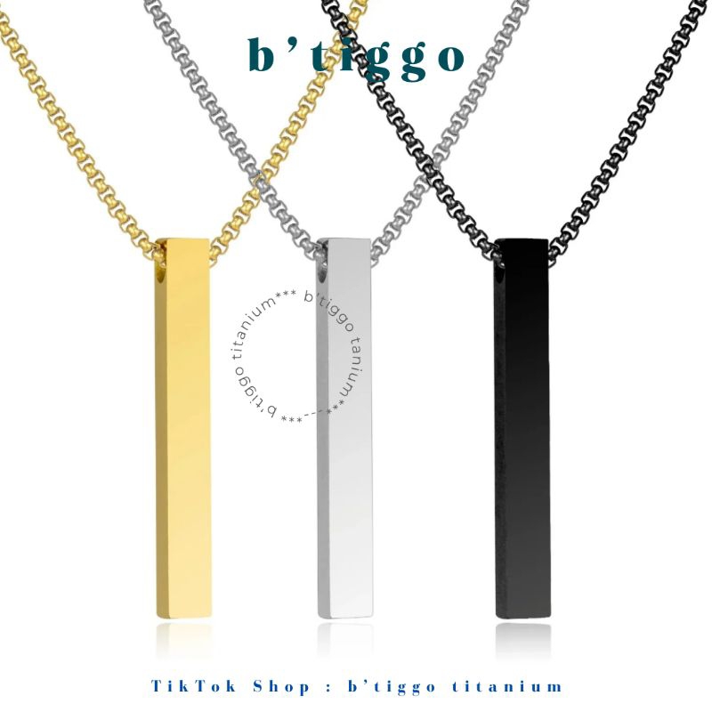 KALUNG TITANIUM ORIGINAL CEWEK COWOK KEREN MODEL NURI LIONTIN BALOK STAINLESS STEEL