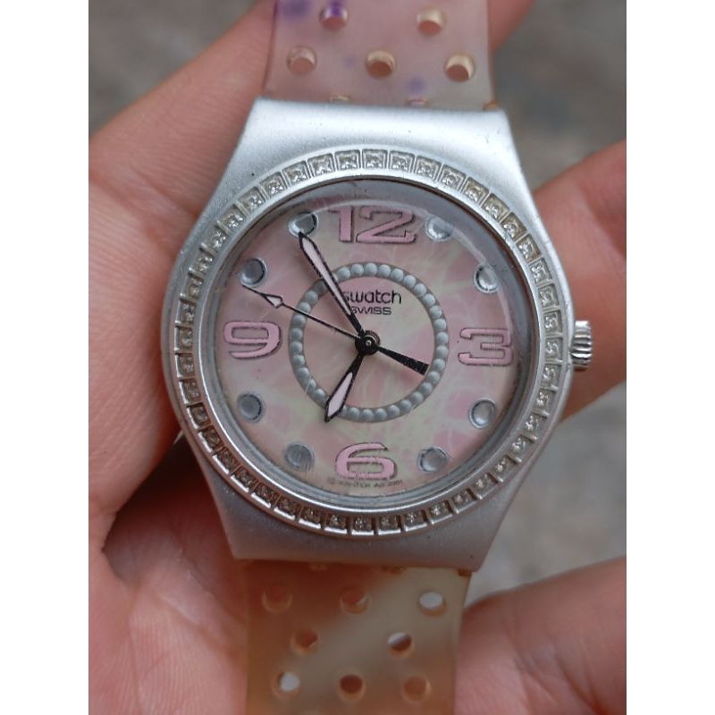 jam tangan swatch cewek aluminium cantik second bekas original