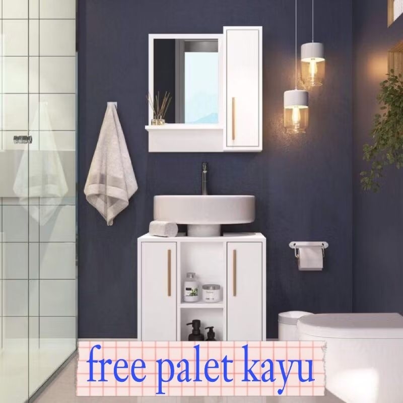 READY STOCK rak wastafel cermin gantung lampu  Cermin Dinding Kamar Mandi Wastafel Rias Make Up mode