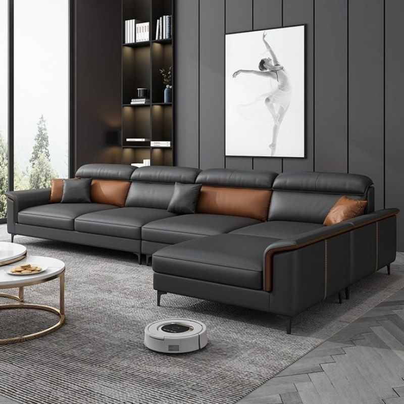 sofa ruang tamu minimalis / sofa 4 dudukan / sofa leather l sudut / sofa l minimalis