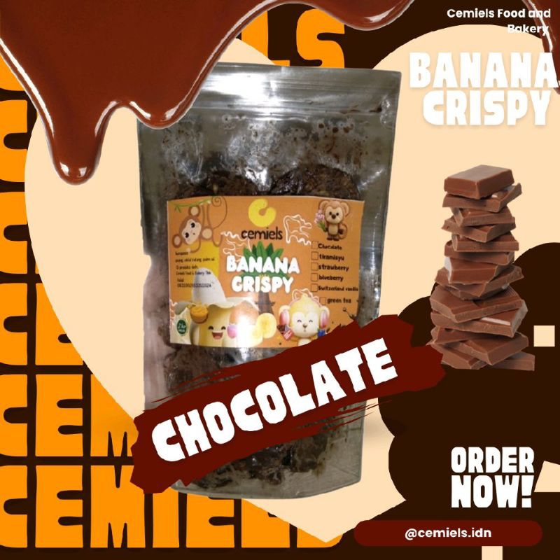 

Cemiels Premium Banana Crispy 30 gr keripik pisang lumer coklat