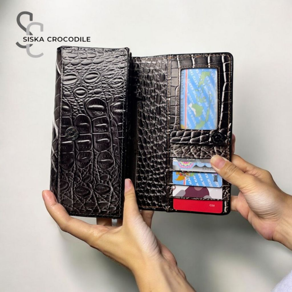 SC SISKA CROCODILE - Dompet Kulit Wanita Dompet Wanita Dompet Kartu Uang Kulit Asli Merauke