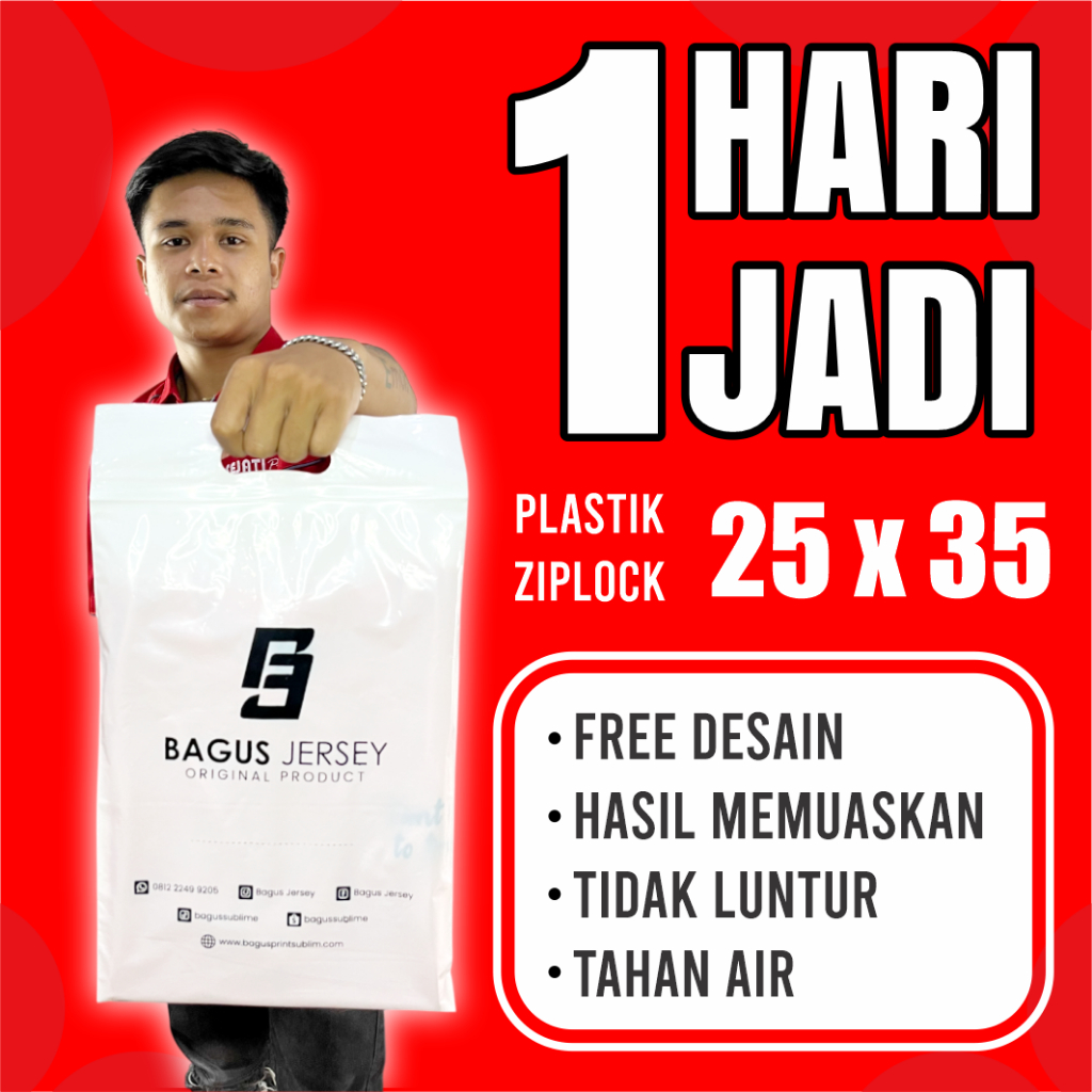 

(Isi 100 pcs) Sablon Plastik ZIPLOCK 25x35+7 klip pond sablon c-tik putih kuat sablon kemasan