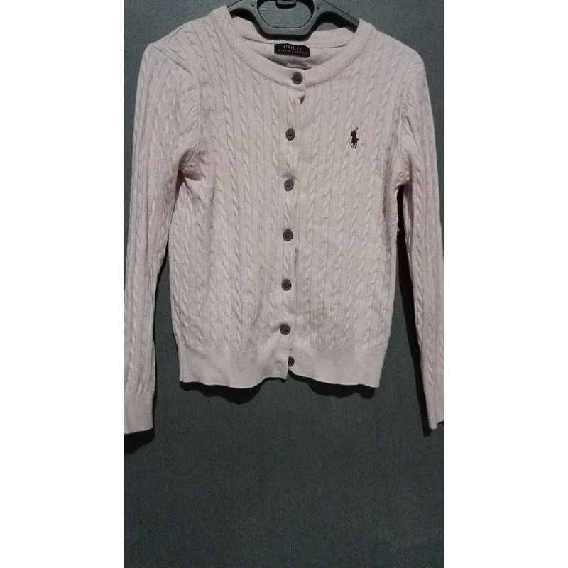 Cardigan Rajut Kepang Polo Pink