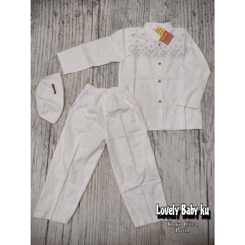BUSANA MUSLIM ANAK COWOK / SETELAN KOKO ANAK COWOK PUTIH / KOKO PUTIH ANAK / SETELAN KOKO PUTIH CITR