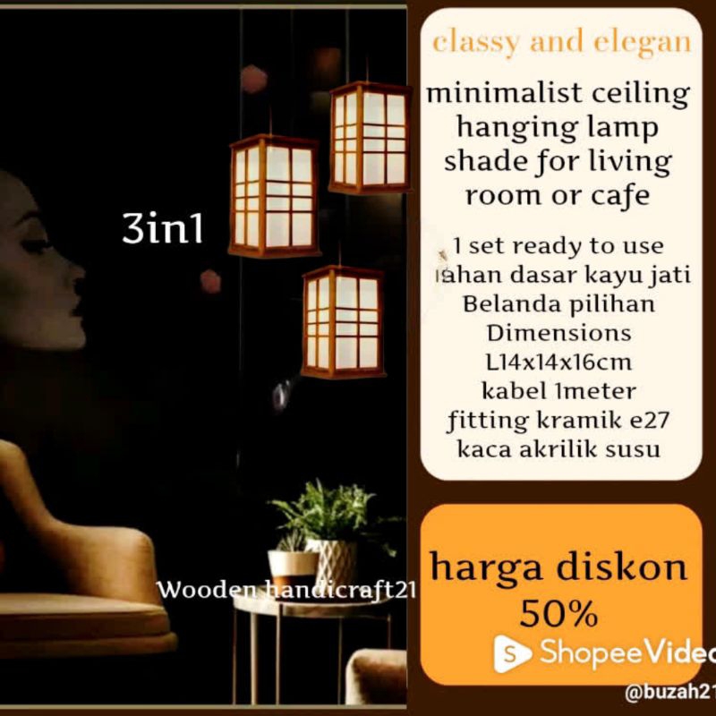 kap lampu gantung minimalis model jepang atau lamp cafe 3IN1 TERBARU