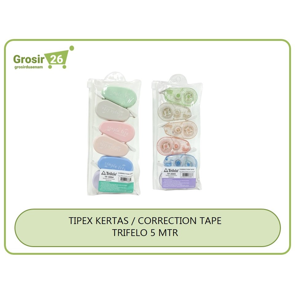 

(6 pcs) tipex kertas / correction tape trifelo 5 meter
