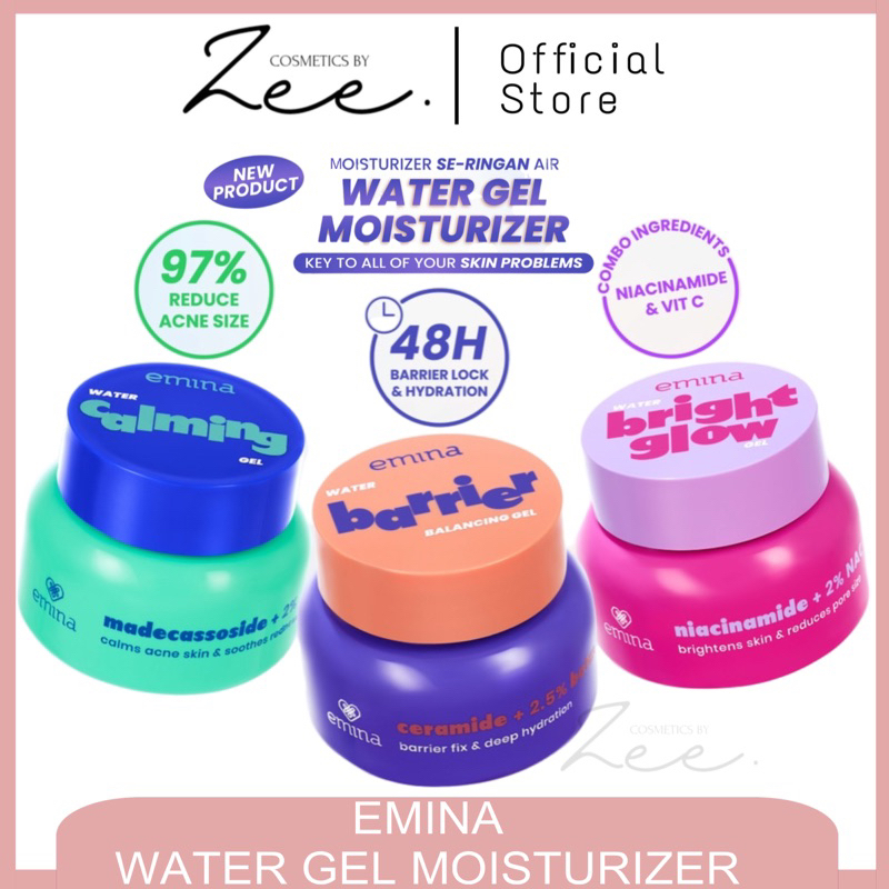Emina Water Gel Moisturizer |Water Barrier Balancing Gel | Water Bright Glow Gel | Water Calming Gel
