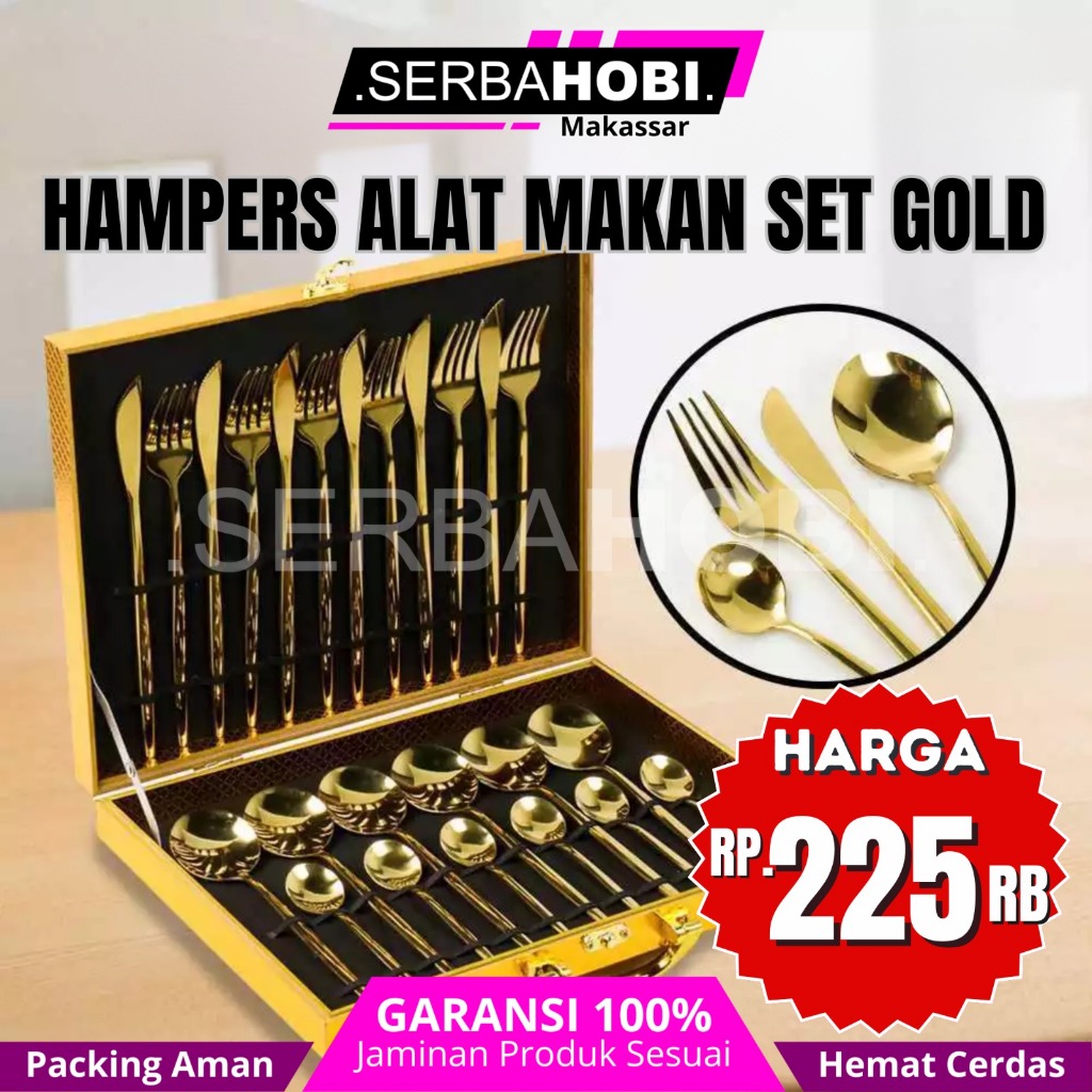 Hampers Set Alat Makan Gold Mewah 24pcs / Cutlery Set