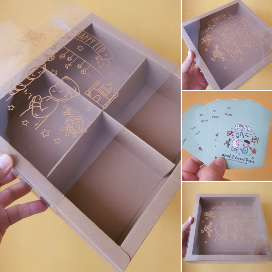 

( 5 Pcs ) Dus Hampers Brownies Mini Mika Idul Fitri Kotak Packaging Kue Soes Eid Mubarak Cokelat Sekat 4