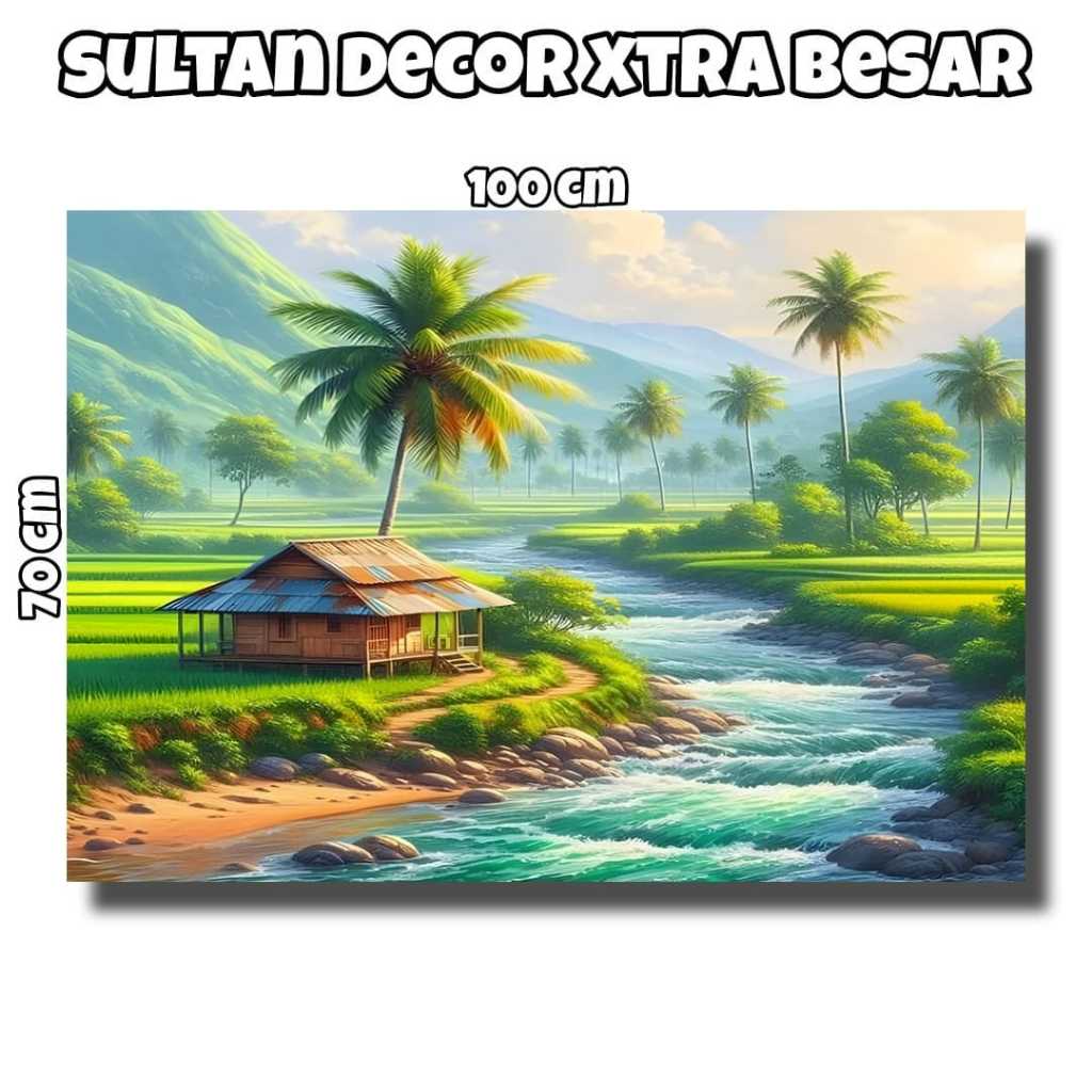 Sultan Decor - Hiasan DINDING PEMANDANGAN ALAM DESA JUMBO / PEMANDANGAN ALAM & AIR TERJUN / PEMANDAN
