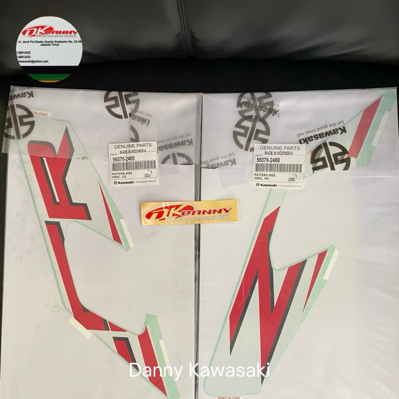 Stiker fairing samping kanan kiri kecil zx25r se merah putih original