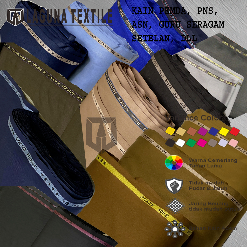 Bahan Seragam PRAMUKA PNS GURU POLRI TNI AU SATPOL PP - Kain DINAS PEMDA WOOL SILK Per 0.5 Meter