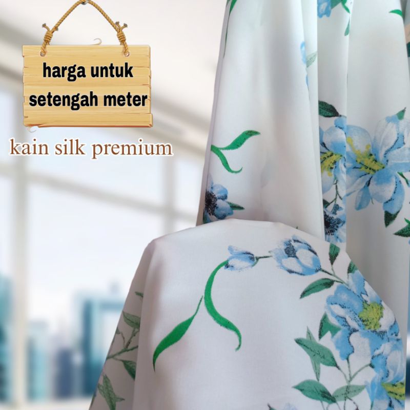 Kain Silk Premium Motif Bunga Terbaru Kain Silk Buat Mukena