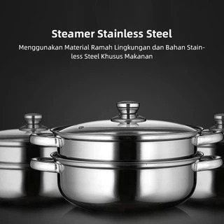 Panci Siomay 4 Kuping - Panci Kukusan Stainless Steel - Panci Steamer Stainless Steel Tebal
