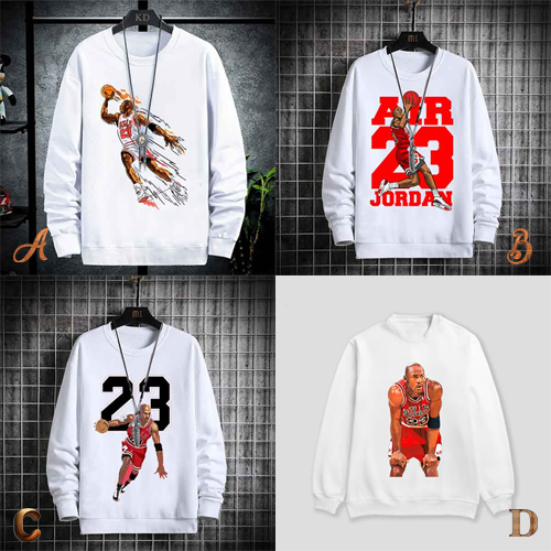 READY STOCK | LANGSUNG ORDER AJA | Michael Jordan Crewneck Putih Casual 100% Cotton Black | Size M L