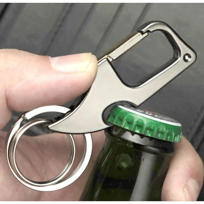 Gantungan Kunci Carabiner Pisau Mini Pembuka Tutup Botol EDC
