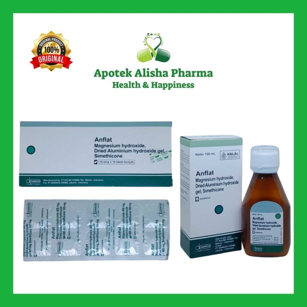 Anflat Forte Tablet (Strip 10tablet) - Anplat Porte Tablet Kunyah Obat Maag / Pencernaan Lambung Kem