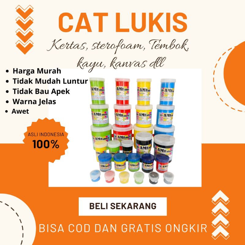 

cat lukis untuk media kertas, sterofoam, tembok, kayu, kanvas dll kemasan 80gr amn store