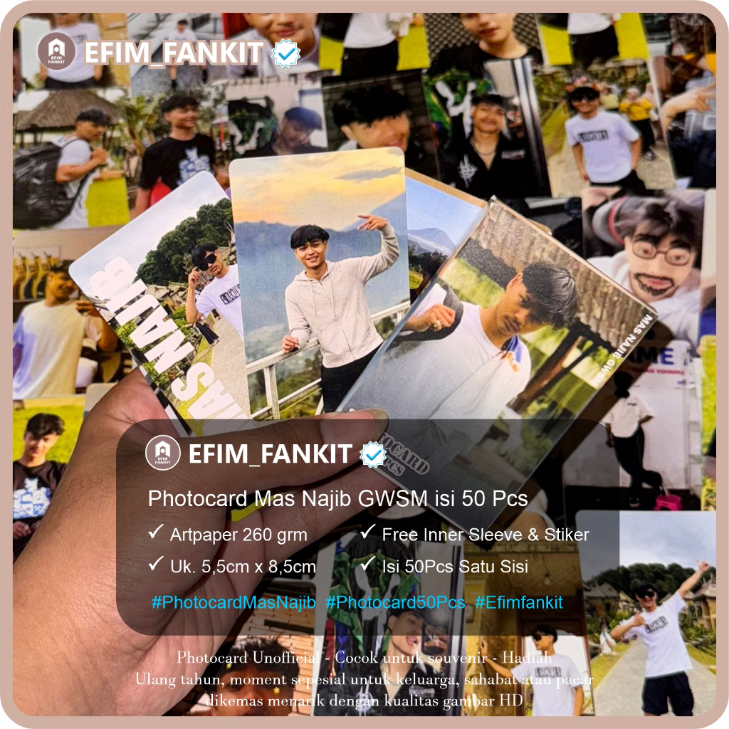 Mas Najib GWSM Photocard isi 50 Pcs Limited Edition - Bisa COD dan Free Inner 5pcs + Stiker