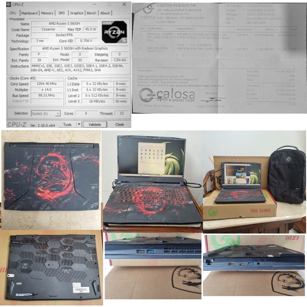 Computer Laptop Gaming MSI BRAVO 15 b5dd