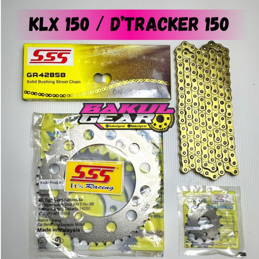 Gear set SSS KLX 150 / D'Tracker Rantai 428 ORIGINAL 100%