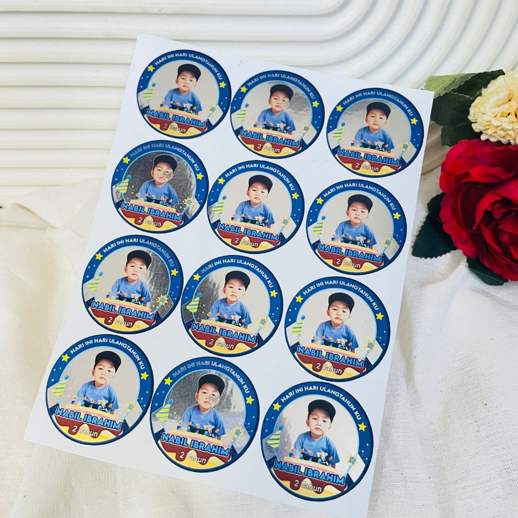 

9-15 Sticker Ulang Tahun Anak Gold/Silver Anti Air Stiker Label Undangan Happy Birthday Uk.Besar