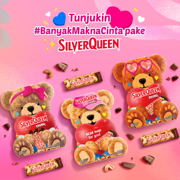 

LIMITED EDITION Silverqueen Teddy Bear - Coklat Valentine - Coklat Cashew 30 gr x 3 Pcs