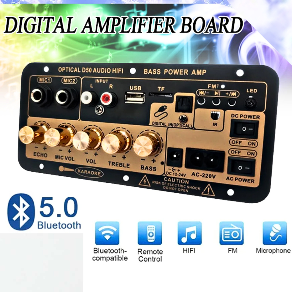 MALL TaffSTUDIO Papan Amplifier Bluetooth 12 Volt mobil Audio Karaoke with Optical Fiber D50
