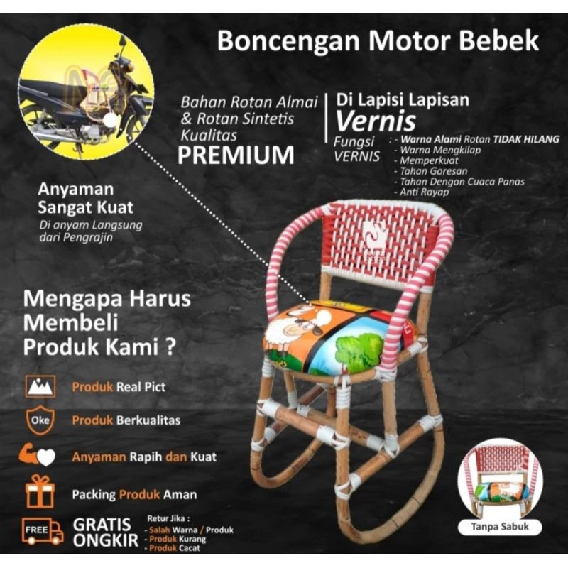 Kursi Bonceng Motor Bebek Rotan