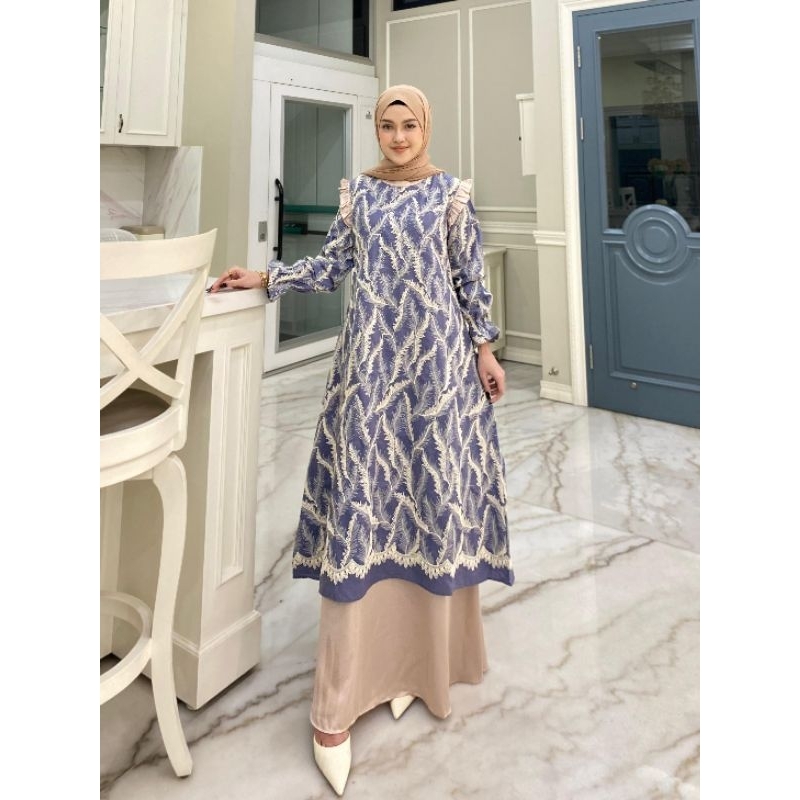 Gamis katun bordir + armanisilk ori By Edness Kayla