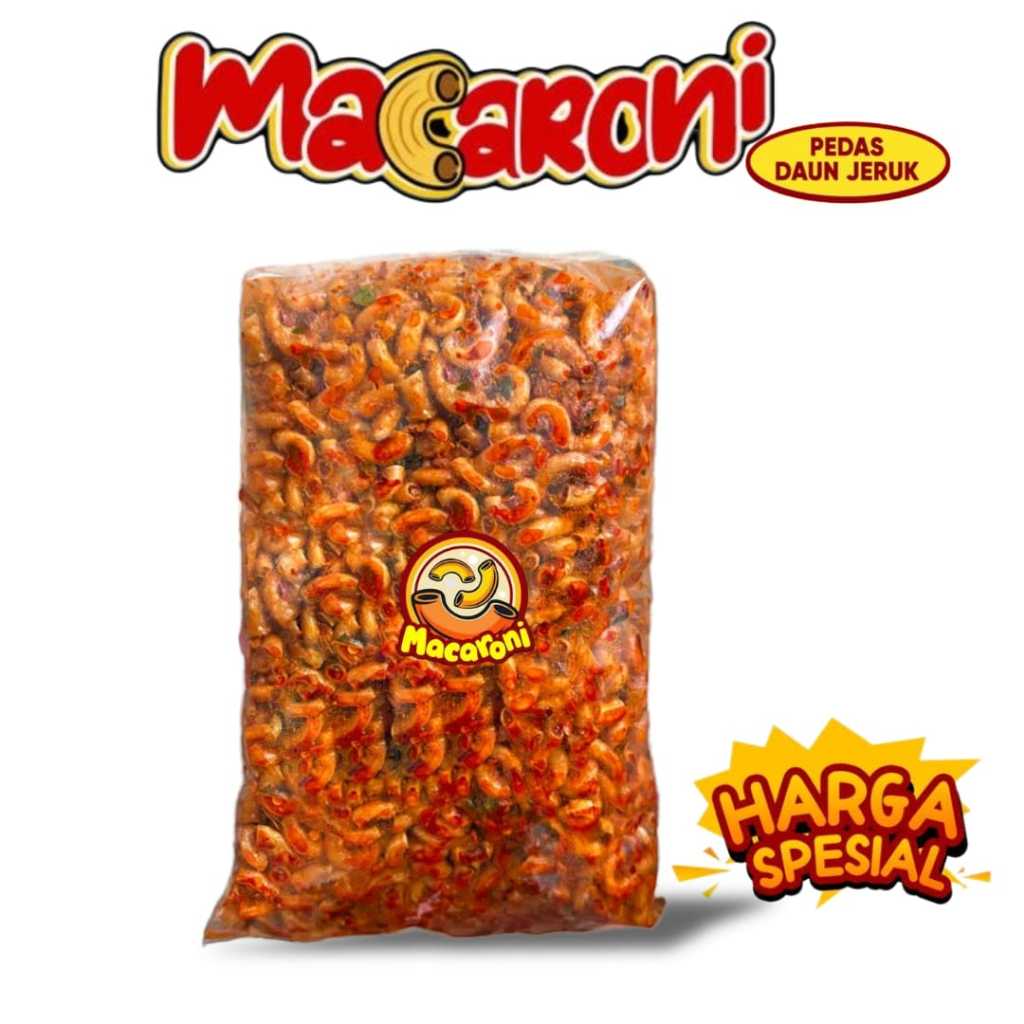 

500 GRM Makroni Cikruh Bumbu Pedas Daun Jeruk / Makroni Bantet Cemilan Food Snack Cikruh